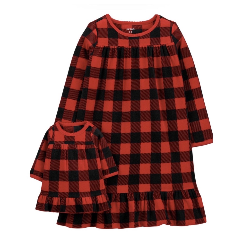 📌🆕 Carter’s • Buffalo Check • Matching Nightgown & Doll Nightgown Set